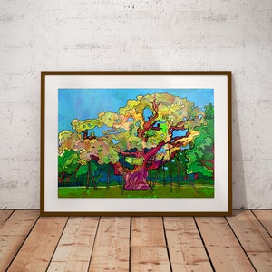 Nottingham Major Oak Tree Art Print | Psychedelic Poster of Sherwood Forest Major Oak Tree | Abstract Wall Art | Bohemian Home Decor