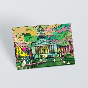 Nottingham Psychedelic Postkarte, Nottingham Rat House Illustration Postkarte, Buntes Kunstdruck Geschenk, Geburtstagskarte, Dankeskarte