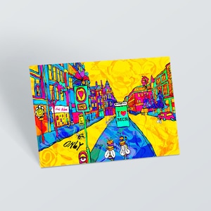 Manchester Postcard of Northern Quarter | Psychedelic art print postcard