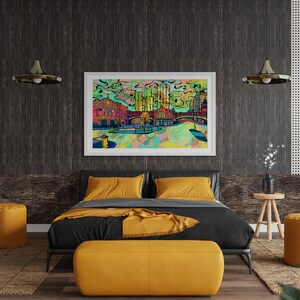 Manchester City Art Print Psychedelic Poster of Deansgate in Manchester Abstract Wall Art Bohemian Home Decor Deansgate Art Print image 8