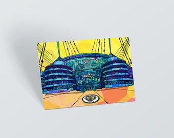 Etihad Stadium Postcard: Manchester City Psychedelic Art Print