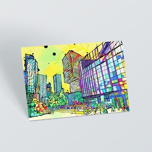 Manchester HOME Postcard | Manchester HOME Psychedelic Small Art Print | Urban City travel postcard | 60s & 70s psychedelic art print