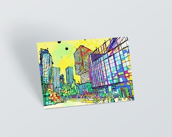 Manchester HOME Postcard | Manchester HOME Psychedelic Small Art Print | Urban City travel postcard | 60s & 70s psychedelic art print