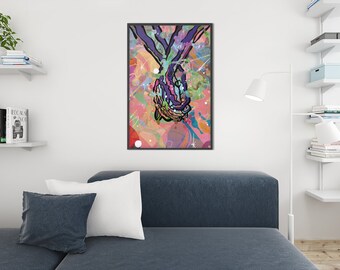 Psychedelic Hands Art Print: 70s Retro Bohemian Home Decor