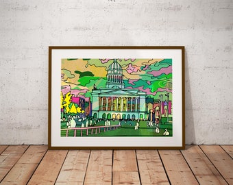 Psychedelic Poster of Nottingham City - Colourful Abstract Wall Art Home Decor - Nottingham City Art Print