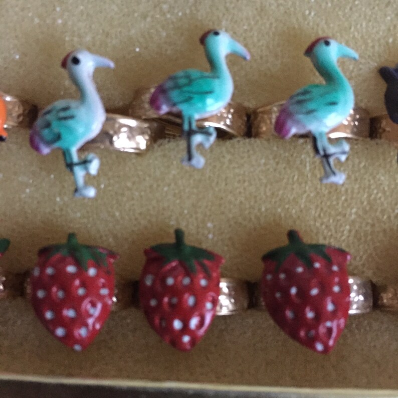 Girls Vintage Owl Ring Ring Vintage Enamel Ring Metal Childs Ring Adjustable Ring Vintage Owl Ring Owl Ring Childs Ring