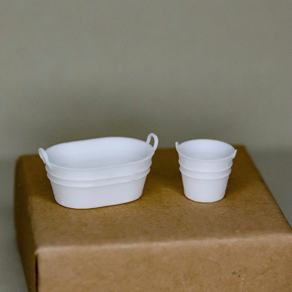 1:12 miniature set pot and tub 3d printed