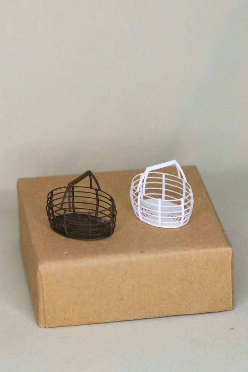 1:12 miniature dollhouse basket wire 3d printed Bild 3