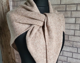 Triangle alpaca scarf, Beige neck warmer, Soft warm shawl, Lightweight scarves, Winter scarf, Gift for her, Knitted wool wrap, Wool shawls