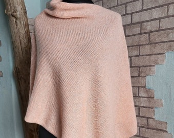 Alpaca poncho pink, Baby alpaca cape, Soft warm shawl, evening shawls wraps, Versatile poncho, Asymmetric sweater, Plus size, Winter poncho