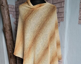 Knitted alpaca poncho, Beige shawl, Summer wrap, Evening shawls wraps, Beach poncho, Women's cape, Asymmetric ponchos, Soft wool, Oversized