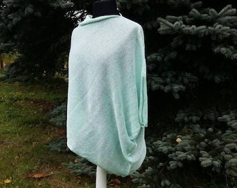 Summer poncho, Knitted poncho cape,Mint green boleros,Silk shawls,Linen scarves,Evening shawls wraps, Summer shawl,Large shawl,Light poncho