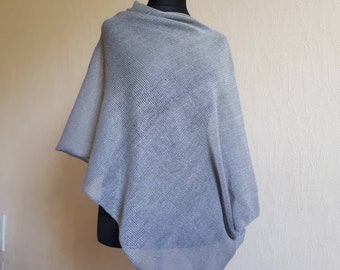 Linen poncho,Summer ponchos, Silver gray poncho shawl,Evening shawls wraps, Wedding poncho,Knit linen poncho,Summer poncho wrap, Linen shawl