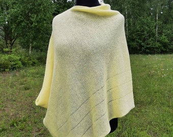 Alpaca Poncho Yellow Cape Shrug Bolero Women's Shawls Versatile Poncho Evening Shawls Wraps Soft Warm Poncho Lightweight Oversized Sweater