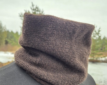 Bruine kasjmier gebreide snood: uniseks nekwarmer