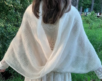 White shawl,Bridal shawl wrap,White lace shawls, Kid mohair silk shawl cape,Warm shawl,Evening shawls wraps, Large shawl, Infinity scarf