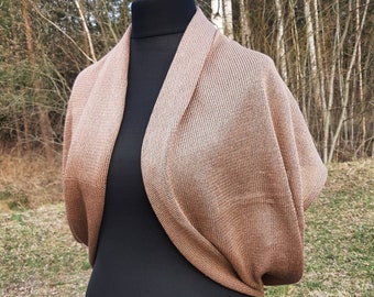 Linen Silk Poncho, Summer Cape, Evening Shawls Wraps, Large Shawl, Brown Versatile Wrap, Beige Cape, Shrug Bolero, Gift for her, Plus Size