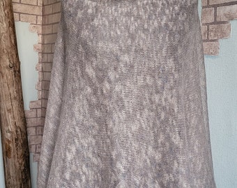 Poncho di lino estivo, poncho asimmetrici, involucro trasparente, scialli da sera, mantello leggero, scialle beige grigio, regalo per lei, poncho lavorato a maglia