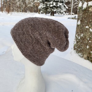 Gorro de alpaca mujer, gorro de lana, gorros de invierno, gorros de seda de alpaca, gorro suave y cálido, gorro marrón oscuro, regalo para ella, gorro doble imagen 7