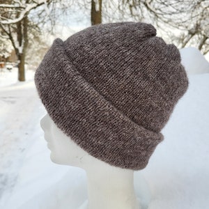 Gorro de alpaca mujer, gorro de lana, gorros de invierno, gorros de seda de alpaca, gorro suave y cálido, gorro marrón oscuro, regalo para ella, gorro doble imagen 4