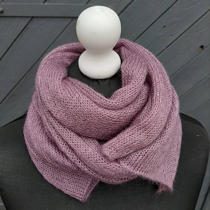 Knitted Scarf,Kid Mohair Silk Shawl,Wool Cape,Violet Shawl,Evening Shawls Wraps, Neck Warmer,Violet Mauve Shawl,Heather Scarves,Gift for her