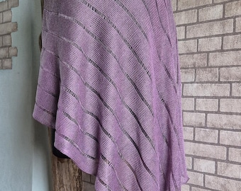 Lila linnen poncho: gebreide omslagdoek, veelzijdige cape