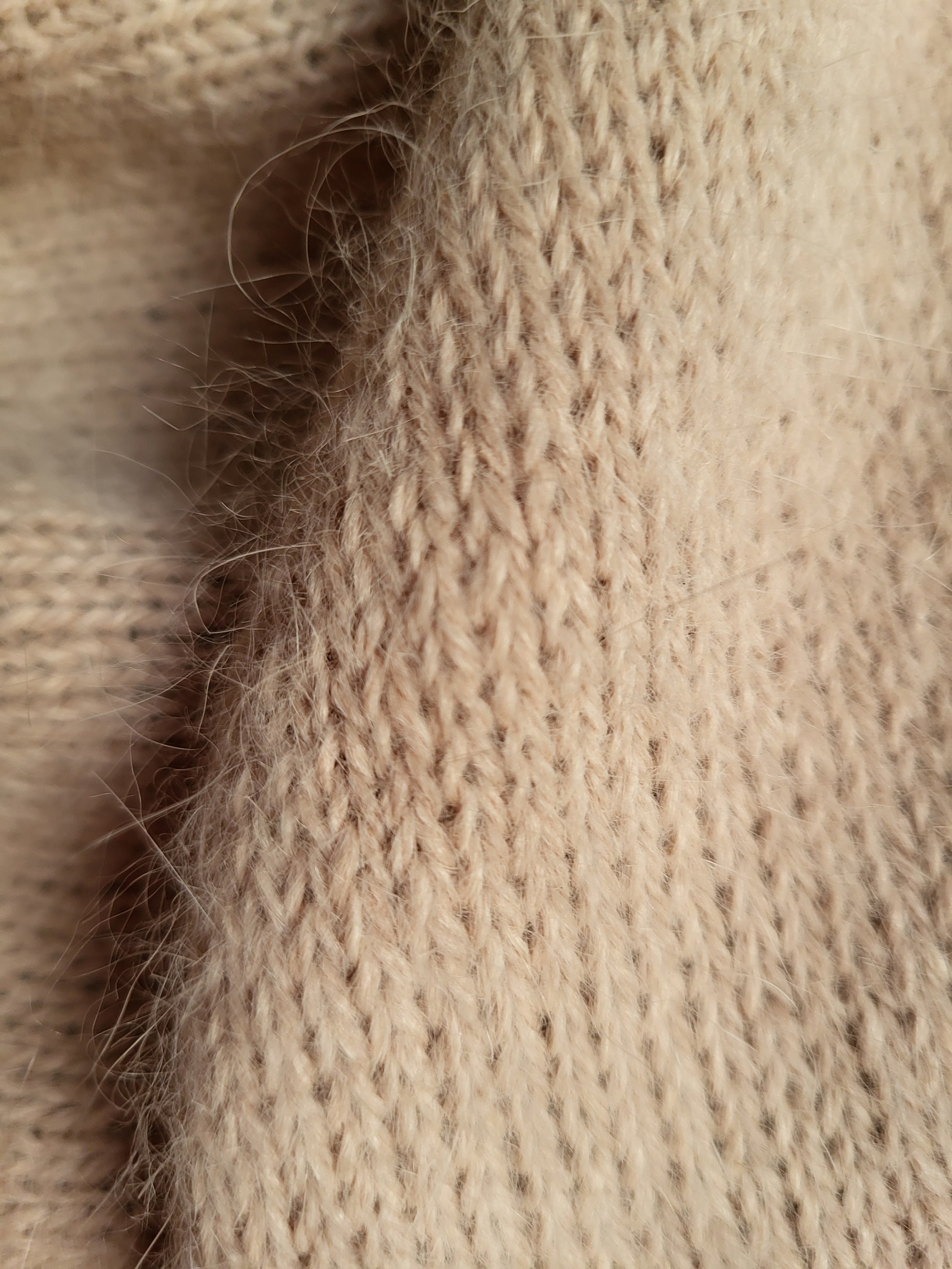 Angora Triangle Scarf: Light Beige Knitted Wool Shawl - Etsy