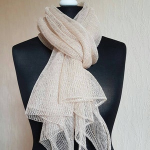 Knitted shawl, Knitted scarf,Linen shawl,Linen scarf,Evening shawls wraps, Beige shawl,Cream shawl,Summer shawl,Wedding shawl,Ladies scarves
