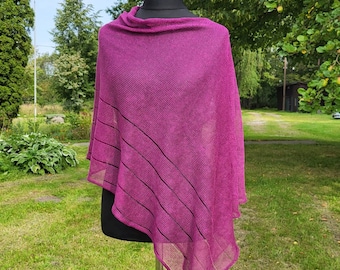 Linen poncho cape,Violet summer wrap,Knit poncho cape,Summer poncho,Evening shawls wraps,Large shawl, Lightweight shawls,Purple poncho, gift