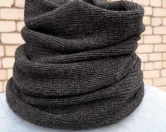 Pure Cashmere Scarf Cariaggi Cashmere Snood Neck Warmer Winter Scarves Infinity Wool Scarf  Neck Gaiter Black Snood Anthracite Grey Scarf