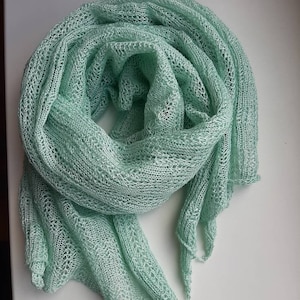 Linen Shawls Linen Wrap Mint Green Shawl Linen Lace Shawl Summer Shawl Mint Green Scarves Large Shawl Knit Linen Womens shawl