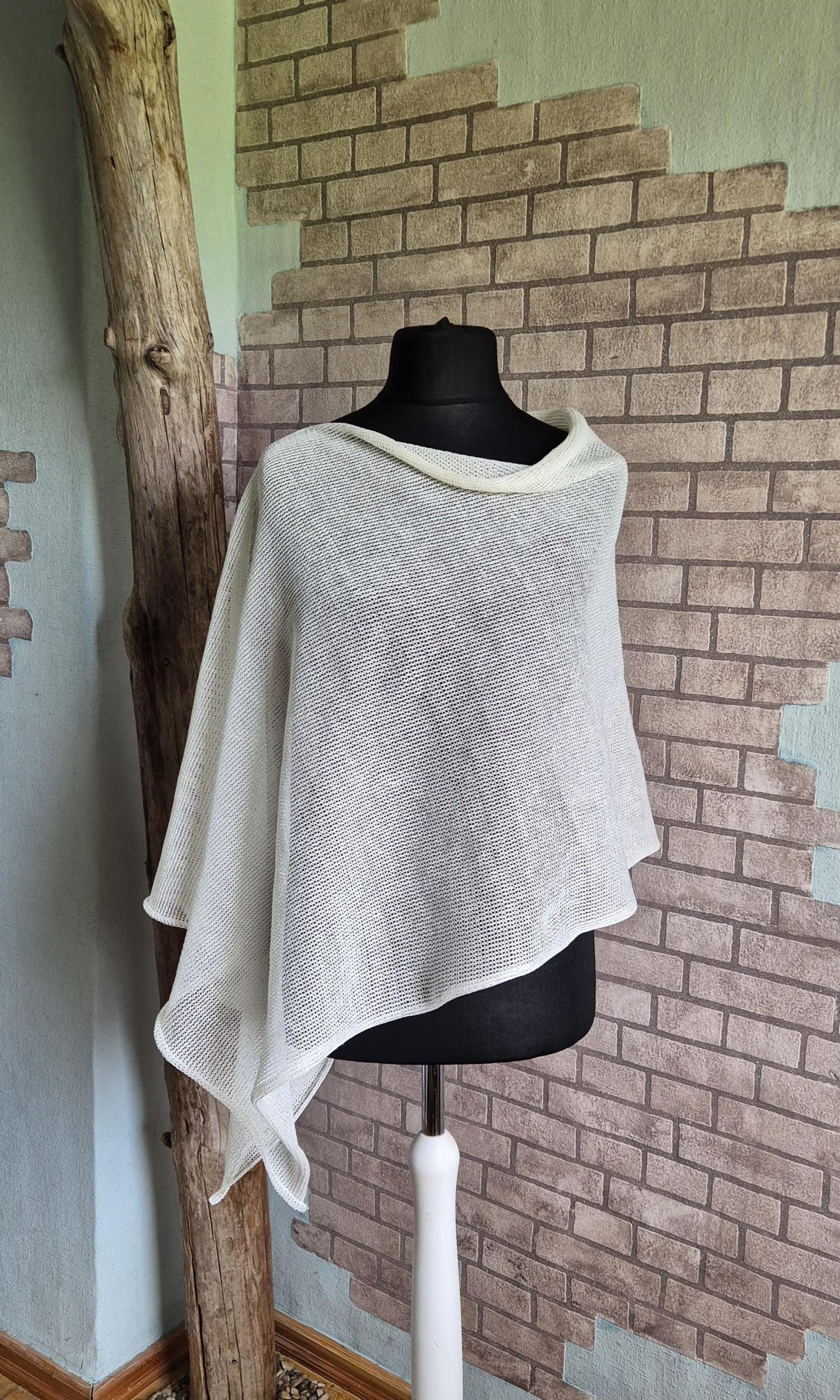 White Linen Asymmetric Poncho: Versatile Summer Wrap