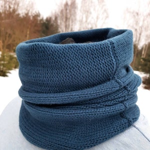 Blue Cashmere Snood: Italian Knit Neck Warmer