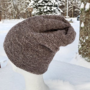 Gorro de alpaca mujer, gorro de lana, gorros de invierno, gorros de seda de alpaca, gorro suave y cálido, gorro marrón oscuro, regalo para ella, gorro doble imagen 6