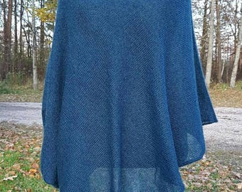 Wool poncho, Kid mohair cape, Wedding poncho, Evening shawls wraps, Mohair silk wrap, Blue knit poncho, Oversized sweater, knitted poncho