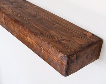 Fireplace mantle, floating mantel, wood beam chunky shelf, farmhouse barnwood beam, custom open shelving