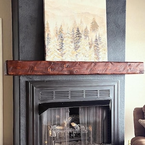 Handmade Floating Fireplace Mantel: Rustic Wood Beam Shelf