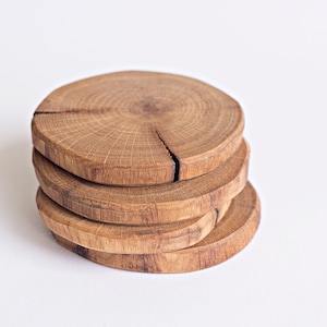 Set of 2, 4'' Wood coasters, Wooden drink coasters, Cup holder coasters, Coffee table coasters, Rustic table decor, Housewarming gift image 5