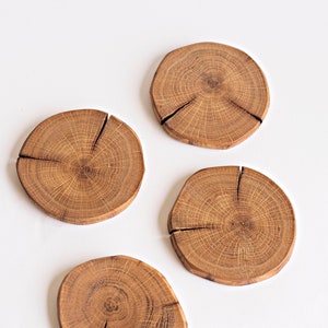 Set of 2, 4'' Wood coasters, Wooden drink coasters, Cup holder coasters, Coffee table coasters, Rustic table decor, Housewarming gift image 2