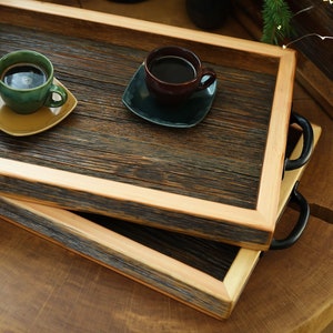 Serving tray with handles from reclaimed wood, Large ottoman tray, custom size serving tray, Gift for mom, Beautiful Housewarming gift