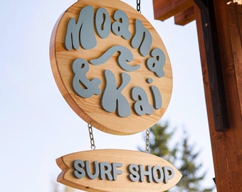 Custom Outdoor Wood Business Logo Sign: Solid Wood Waterproof storefront signage