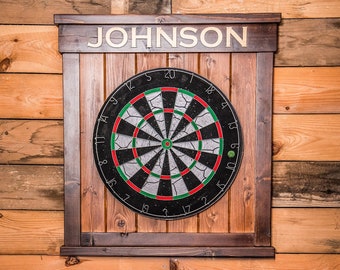 Dartboard Backboard with Personalization, Made from Solid Pine Wood, Wall Protector, Home Pub decor