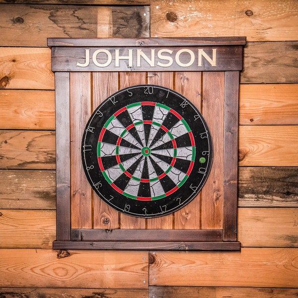 Dartboard Backboard with Personalization, Made from Solid Pine Wood, Wall Protector, Home Pub decor