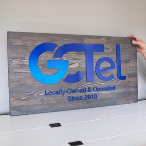 Custom Wood Business Logo Sign: 3D Layered, Waterproof, Double Sided