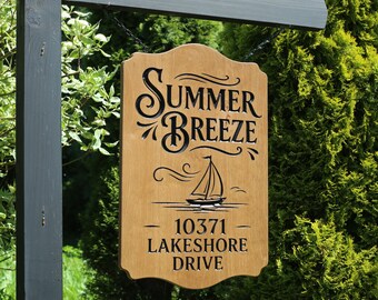 Custom Wood Entrance Sign | Personalized Ranch, Farm, Wood Hanging Address Plaque