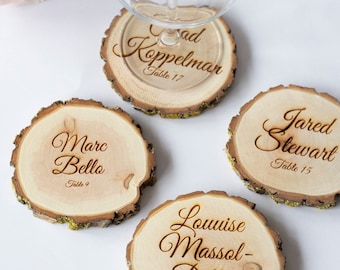 Bulk of personalized wood coasters, Wedding gift for guests, Rustic wedding favors