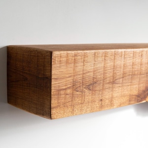 Custom wood Fireplace mantle shelf, Rustic  floating shelves, wood beam chunky shelf, solid wood open shelving, Living room bookshelf