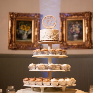 Monogram cake topper, Unique wedding cake topper, Initial cake topper, Wooden cake topper, Wood slice cake topper, Personalized cake topper image 4