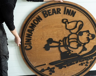 Custom Wood Business Logo Sign – 3D Laser Cut, Weatherproof