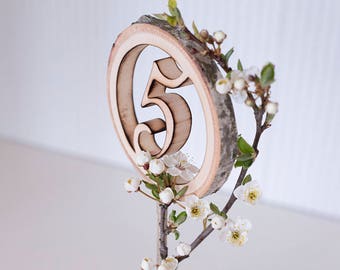 Table numbers set of 12, with personalized holder, rustic table numbers, wedding table numbers, wedding number on stick, barn wedding decor